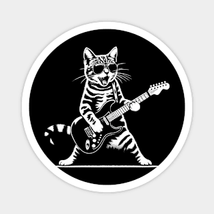 Guitar Cat Novelty Rock Music Band Concert Funny Cat Magnet